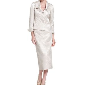 Le Suit 2 Piece Champagne Jacquard Skirt Set